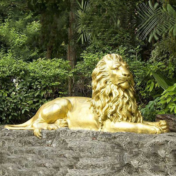 large bronze lying lion statue for sale