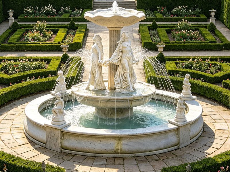 Custom Marble Fountain with Three Women Holding Hands