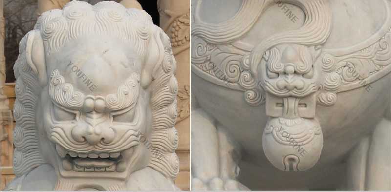 life size marble fu lion statue for sale