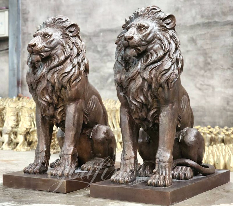 lifesize bronze lion statue