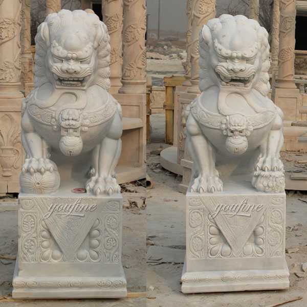 marble foo dog lion statue for front porch for sale