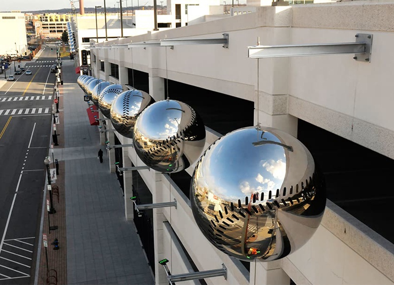 modern stainless steel ball sculpture