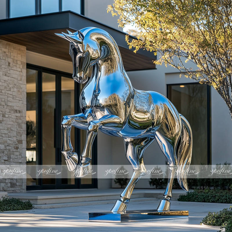 modern steel horse sculpture for yard decor