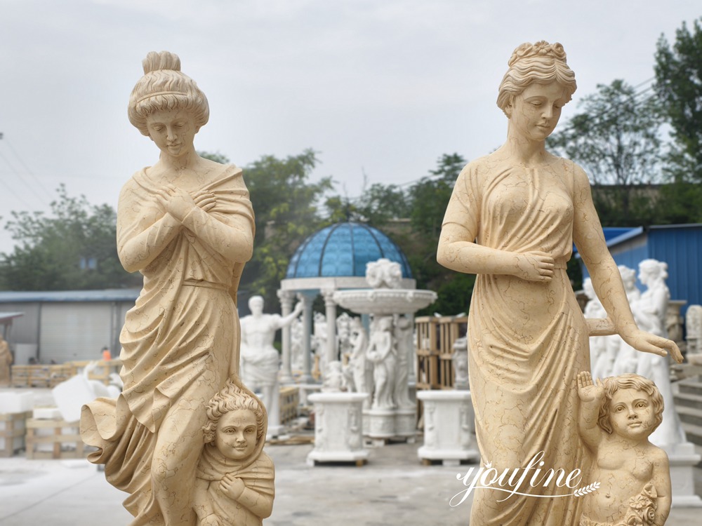 outdoor Marble Four Seasons Statues with Cherubs