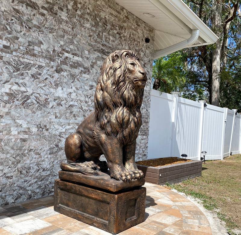 outdoor lion statue