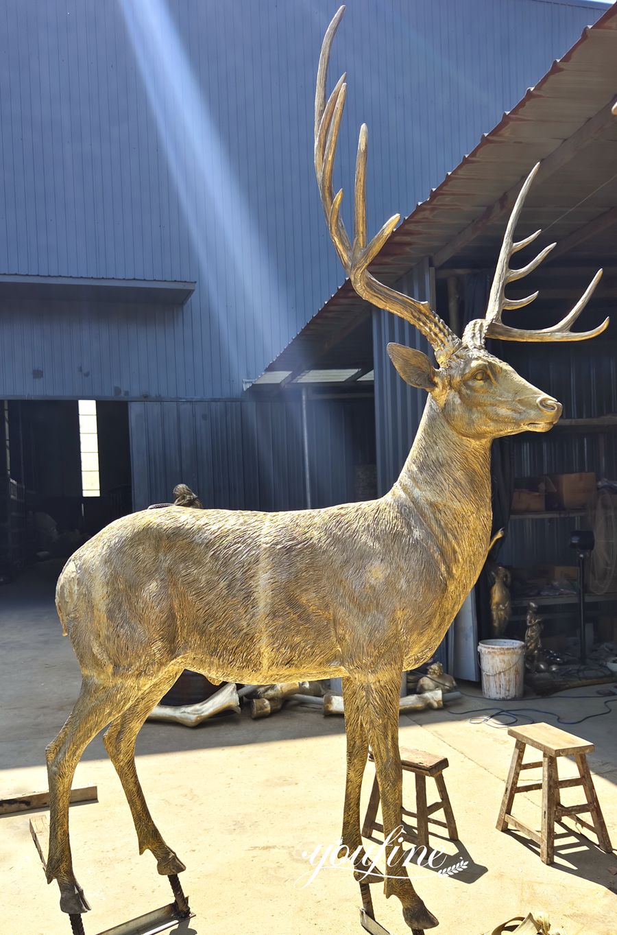 polish deer statues art for outside