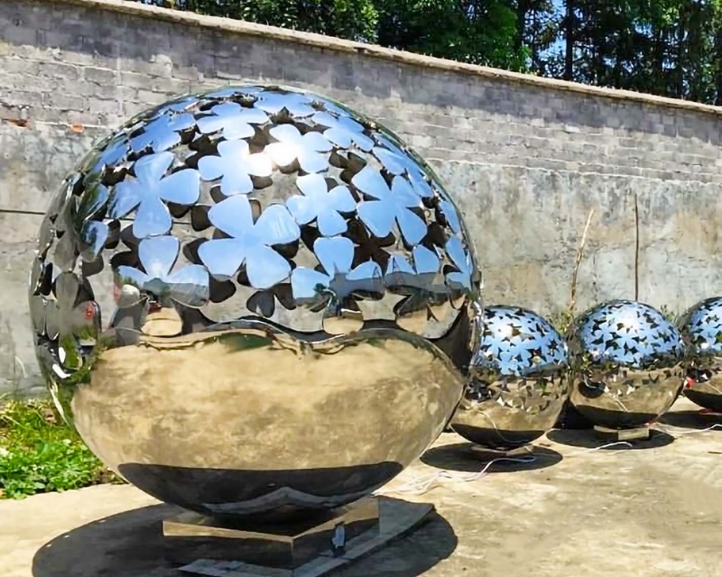 modern stainless steel ball sculpture