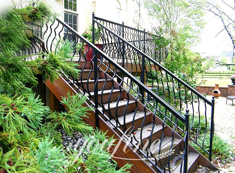 wrought iron stair railings exterior-YouFine Art Railing