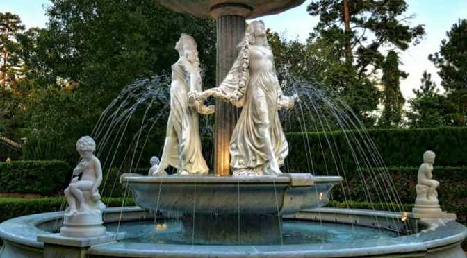 marble water fountain with figure statue
