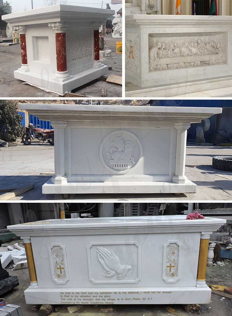 Hand Carved Religious Church Catholic Marble Altar for Sale 