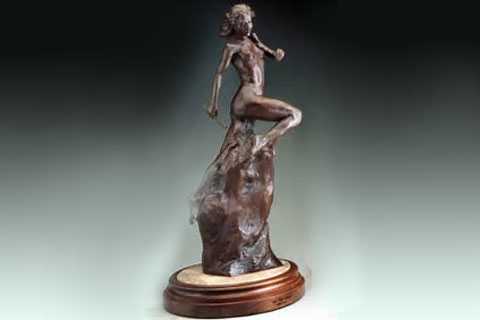 Klassiek decoratief levensgroot bronzen zelfgemaakt vrouwenbeeld te koop BSBC-08