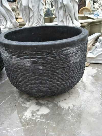 Round Black Marble Freestanding Bathtub for American Clients