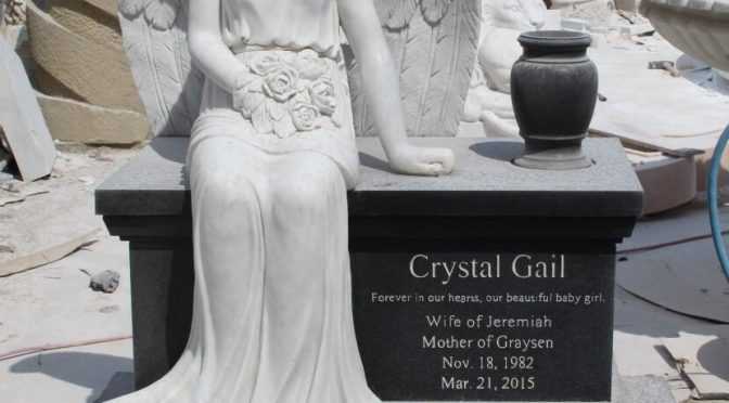 hand carved marble angel headstone