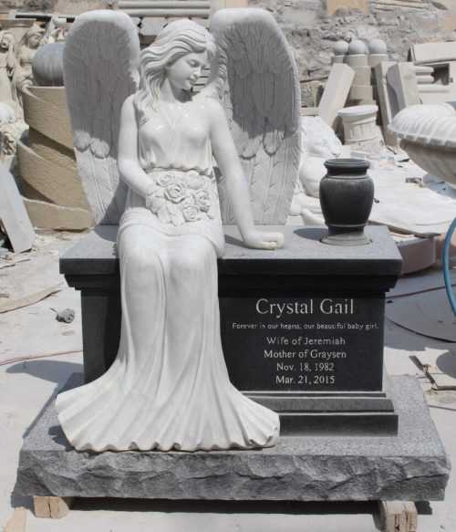 Marble Angel Headstone for France Clients Bernard