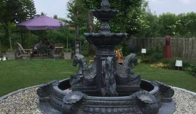 black marble horse water fountain