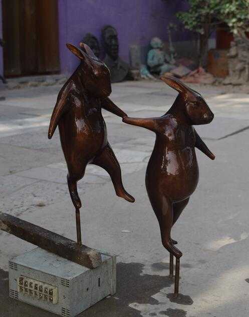 garden decor Bronze Rabbits Sculpture for Our Zelanian Client