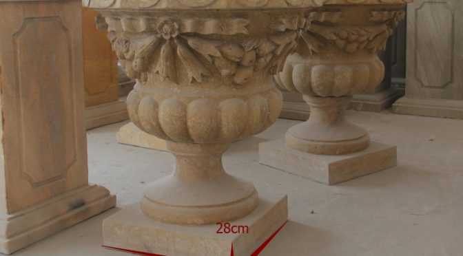 Yellow Marble Carving Planters