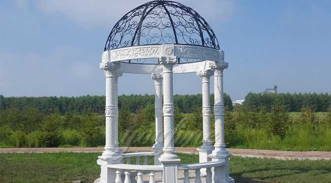 Outdoor Modern European White Marble Gazebos For Sale