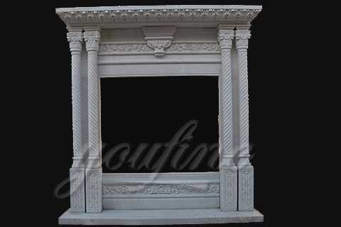 White Marble Material Contemporary Fireplace Designs by Hand Carved