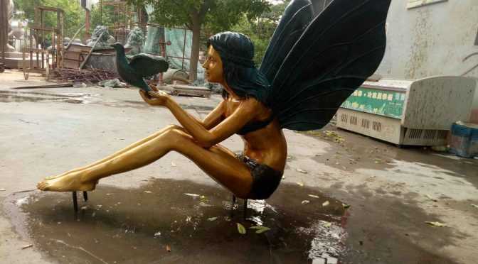 casting bronze girl angel statue