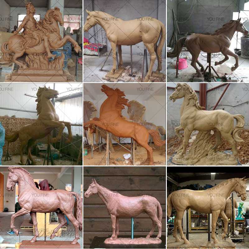 clay mold of bronze horse statue