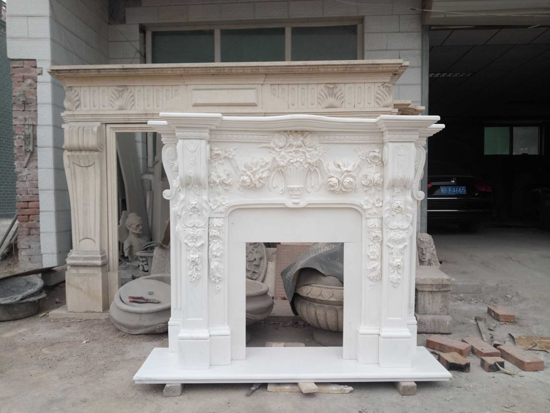 The White Marble Fireplace Mantel for Australian Client