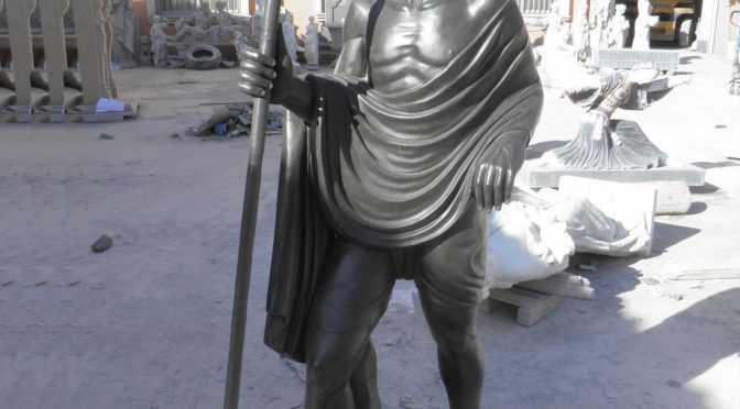 life size black marble Gandhi statue