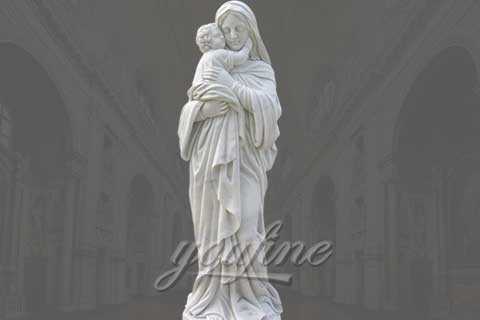 Outdoor Large  Mary and Baby Jesus Marble Statue