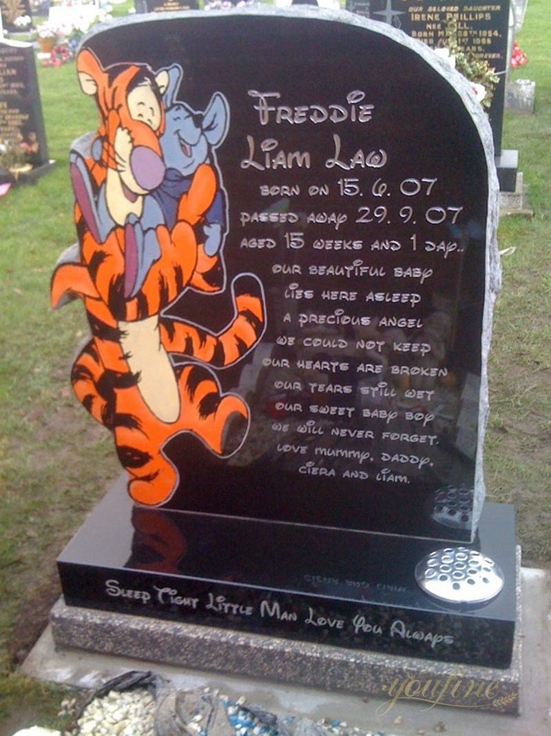 Black Granite Cartoon Headstone
