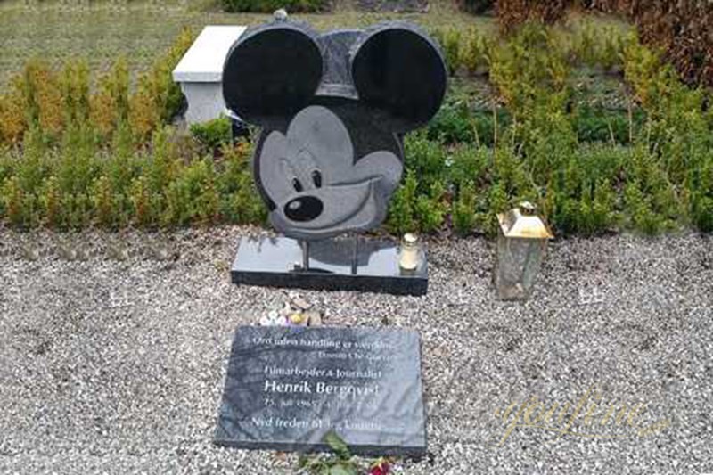 Black Granite Mickey Mouse Shaped Headstone