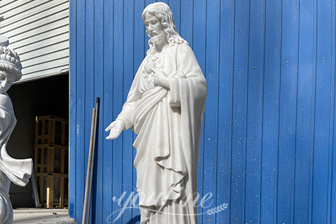 Hand Carved Life Size Stone Statue of The Lord Marble Jesus Statue for Sale