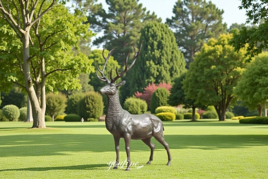 Life Size Brass Deer Statue art
