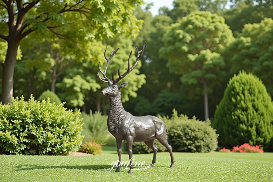 Life Size Brass Deer sculpture art