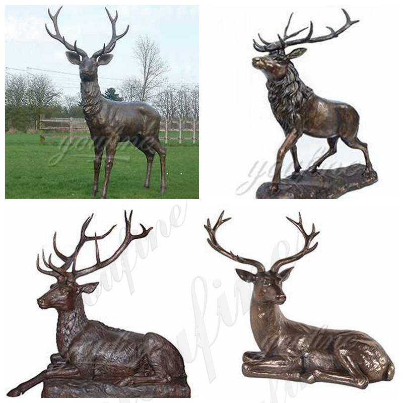 Outdoor Life Size Antique Bronze Deer Statues for Sale