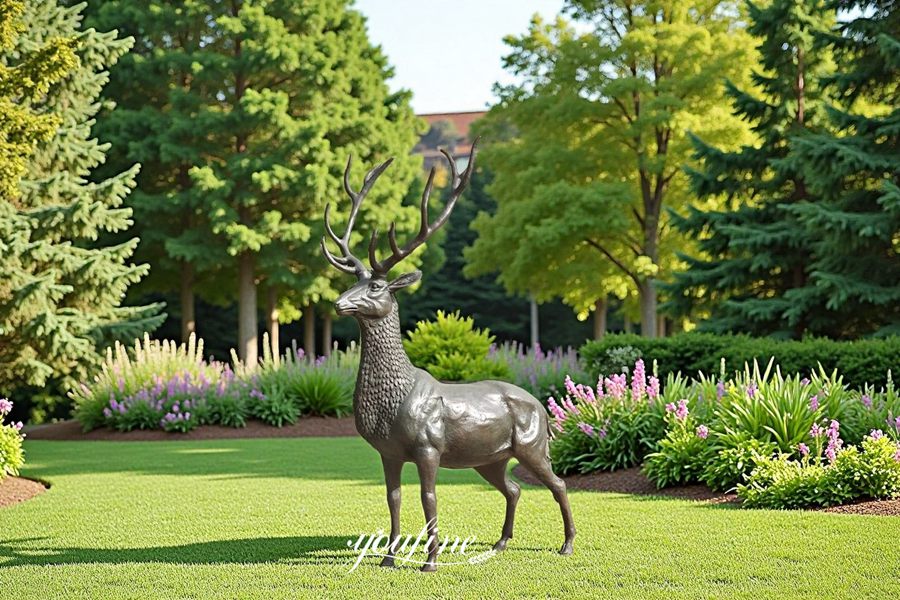 Outdoor Life Size Brass Deer sculpture