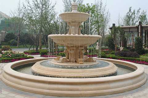 Park Essay Garden Yellow Water Stone Fountain