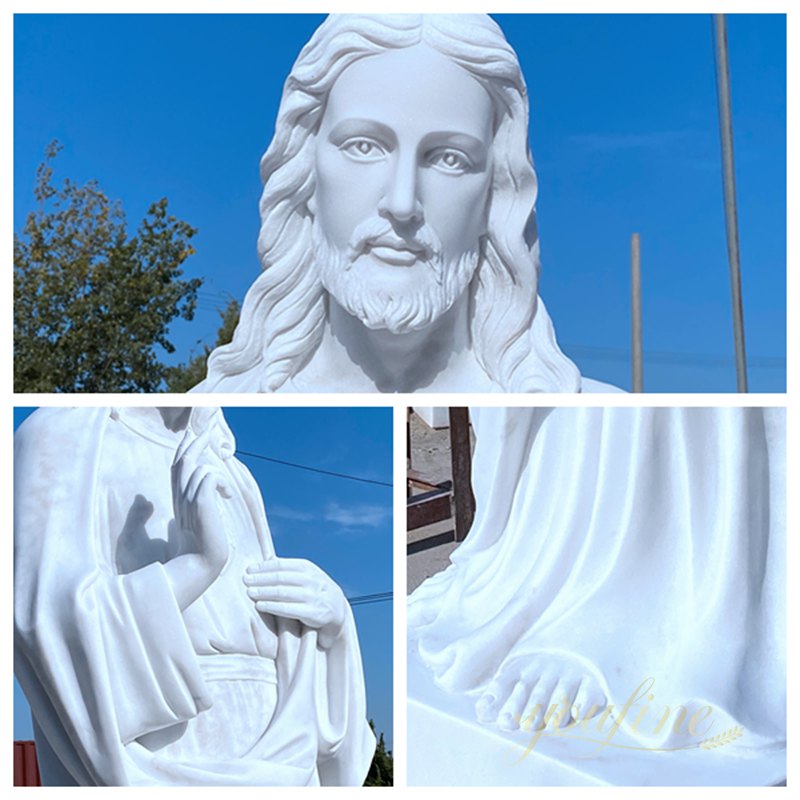 Religious White Marble Jesus Statues Sacred Heart of Jesus Statues details