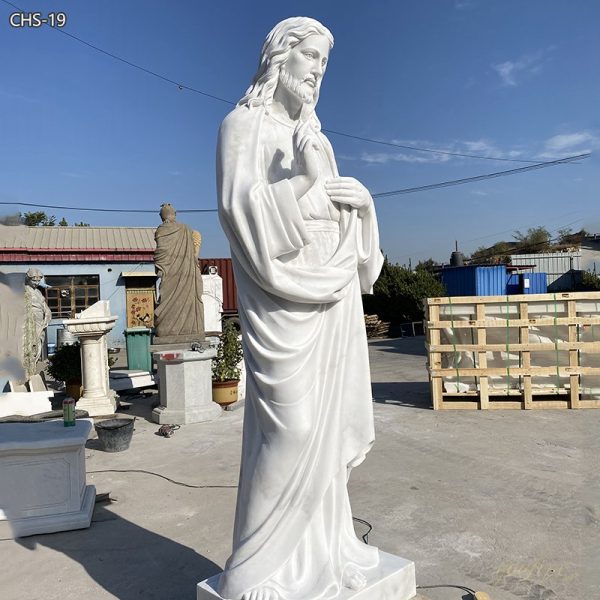 Religious White Marble Jesus Statues Sacred Heart of Jesus Statues for Sale