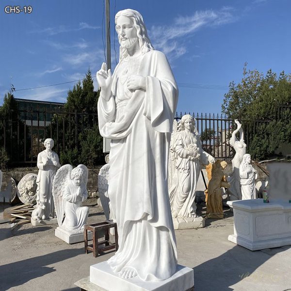Religious White Marble Jesus Statues Sacred Heart of Jesus Statues for Sale