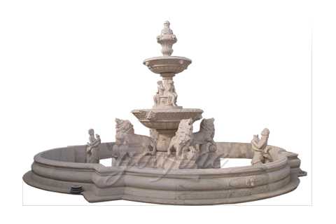 Garden Decoration Large Hand Carving Marble Lion Fountain Design