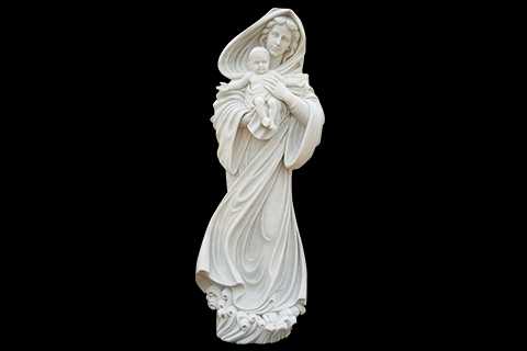Western Marble Virgin Mary and Baby Jesus Statue for Sale RSJS-21