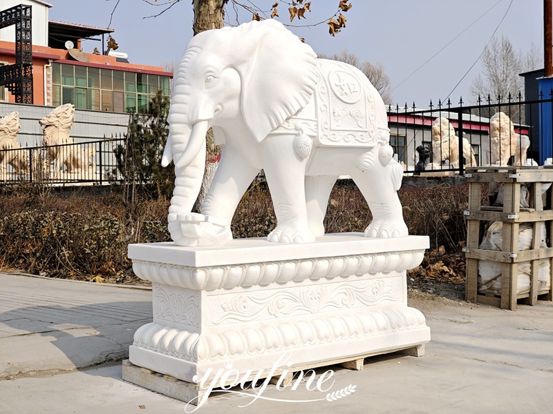 White Marble Elephant Statue 1