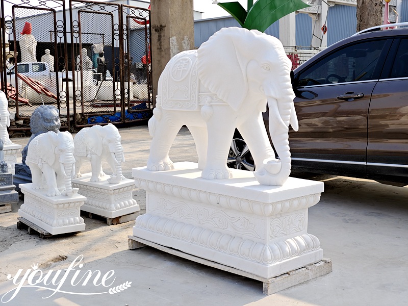 White Marble Elephant Statue (2)