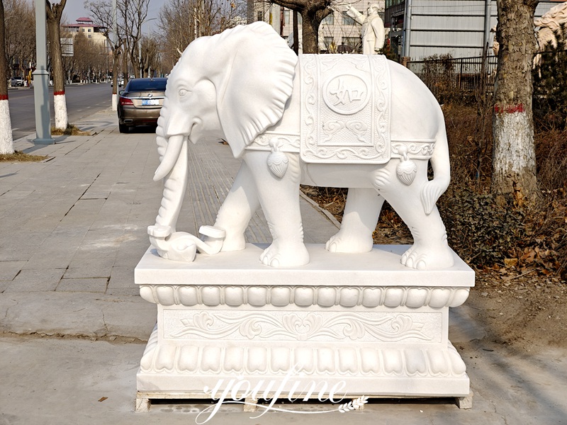 White Marble Elephant Statue FOR SALE