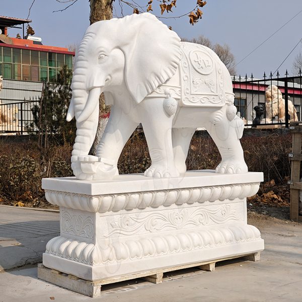 White Marble Elephant Statue For A Mauritius Temple