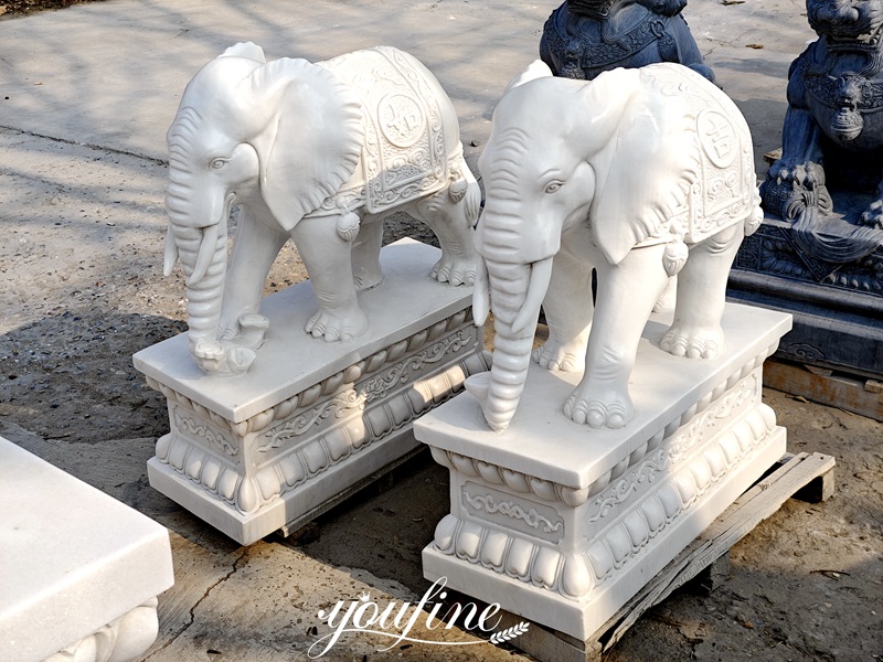 White Marble Elephant Statue outdoor