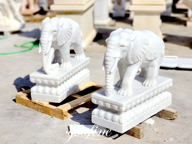 White Marble Elephant Statue