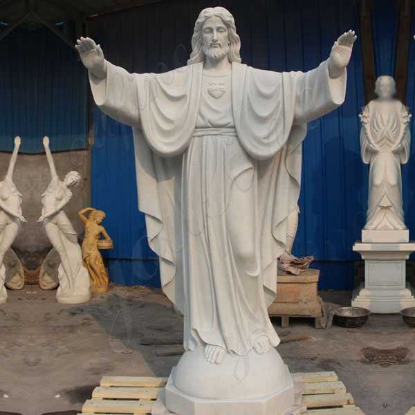 White Marble Jesus Statue Open Arms