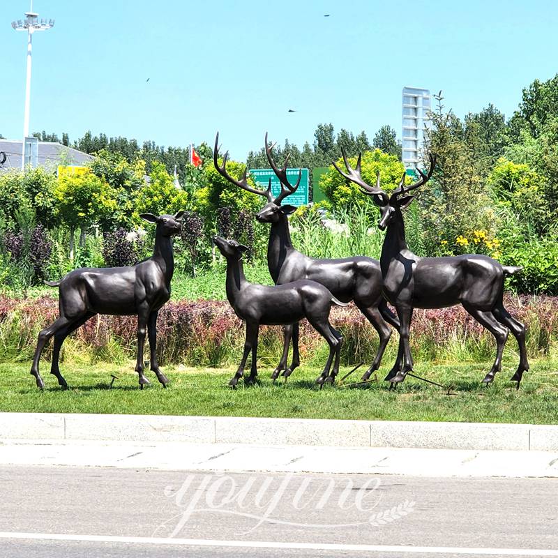 bronze deer sculpture-YouFine Sculpture