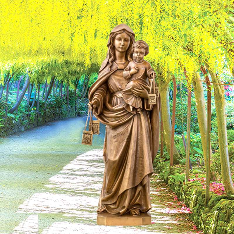 Outdoor Bronze Mary and Baby Jesus Statue